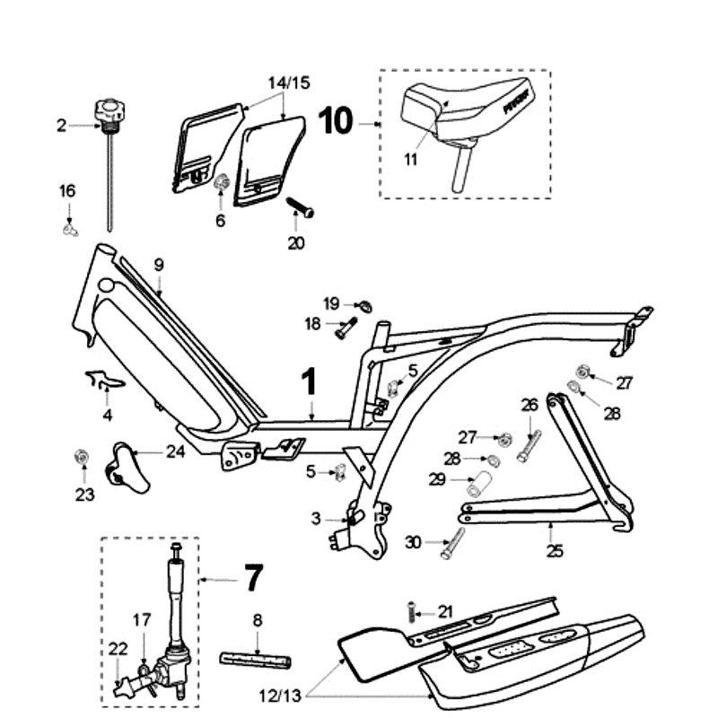 Rahmen und Sattel mit Kraftstoffspeicher Peugeot Vogue Schwarz
