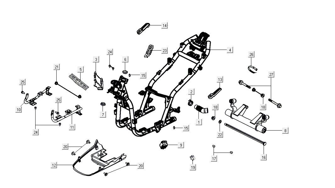 Rahmenteile Kymco Agility 16'+ 4-Takt-Einspritzung euro4 schwarz