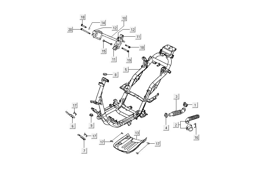 Rahmen Kymco B&W LC 2-Takt silber