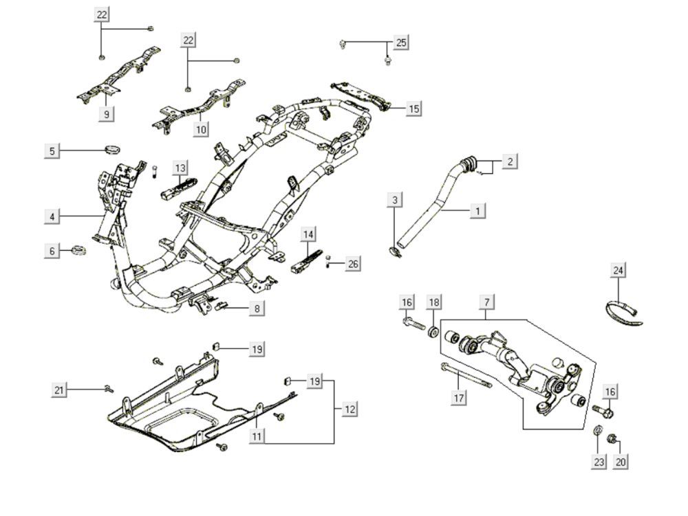 Rahmen Kymco Like 200i White