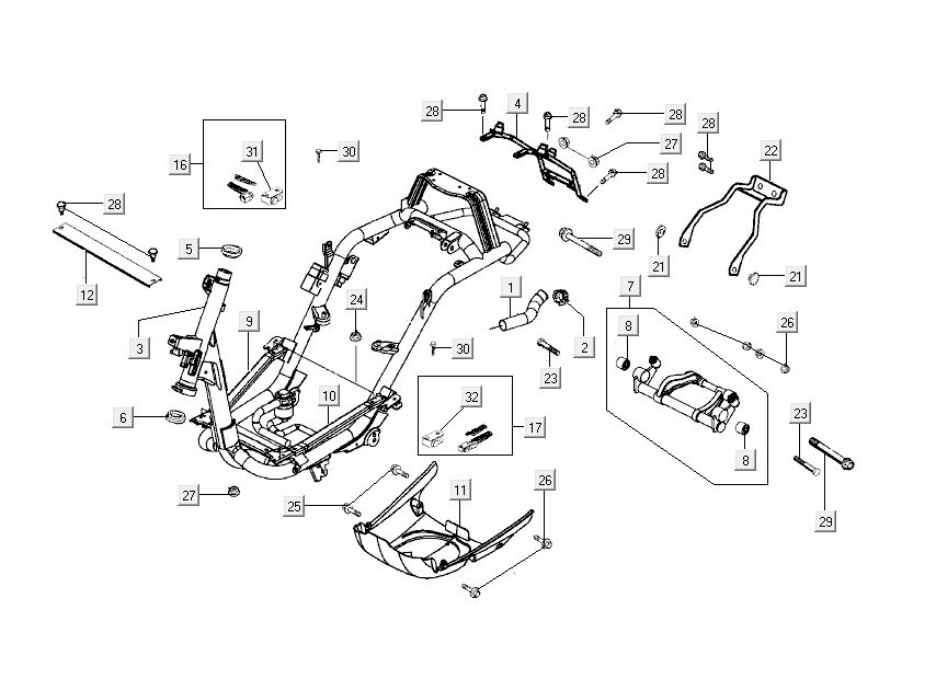 Rahmen Kymco Sento 4-Takt braun