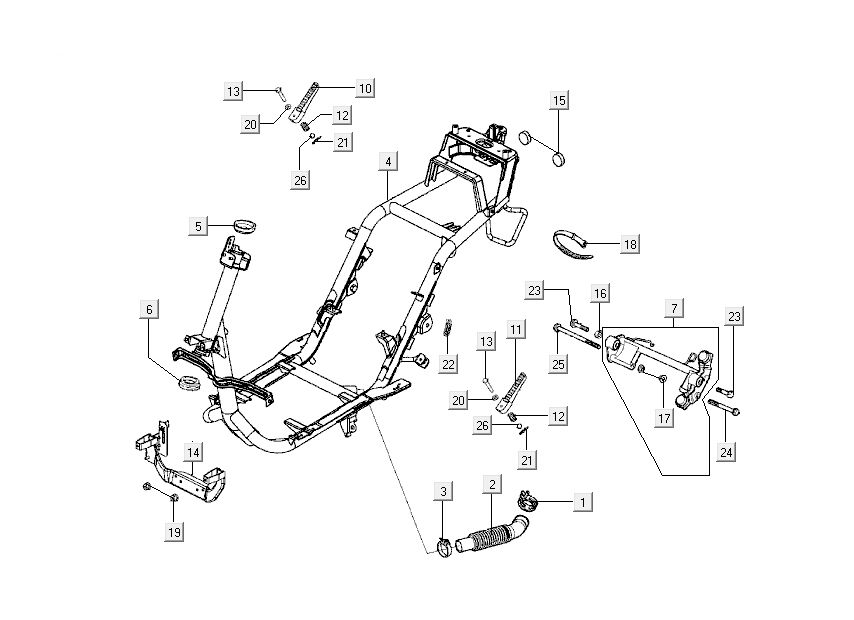 Rahmen Kymco Super9 2-Takt mm Silber