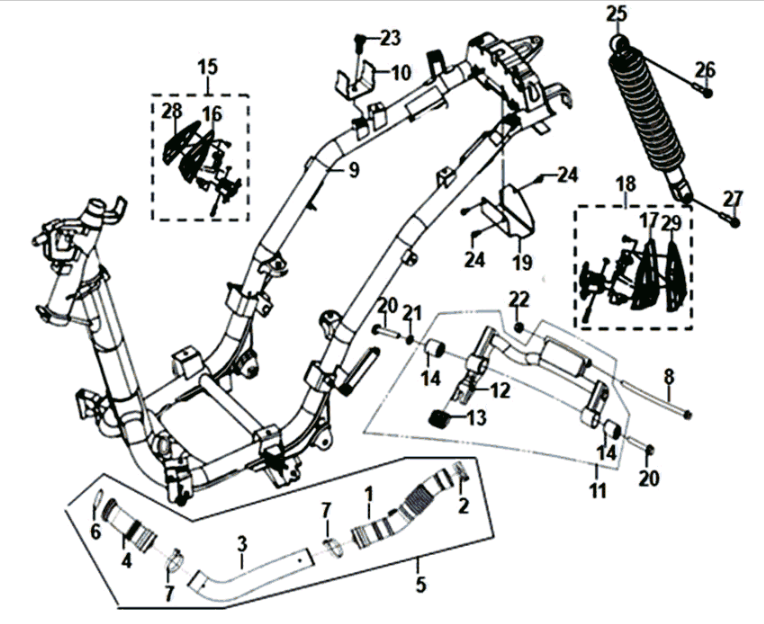 Rahmen/ Motoraufhängung Sym Symphony ST 125I E4
