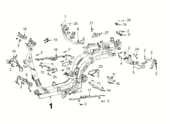 Frame Peugeot Django 125 EFI E5 2021-2022