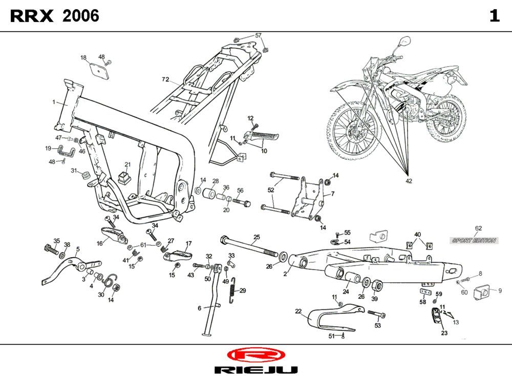 Rahmen Rieju RRX orange 2008 2-Takt