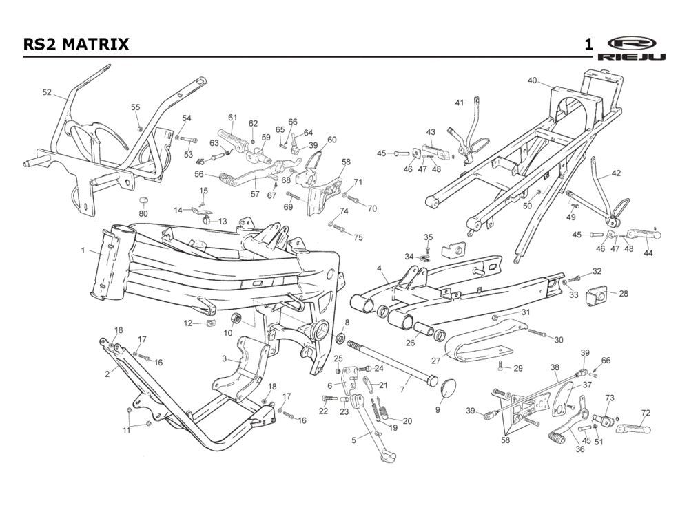 Rahmen Rieju Rs2 gelb 2005 2-Takt