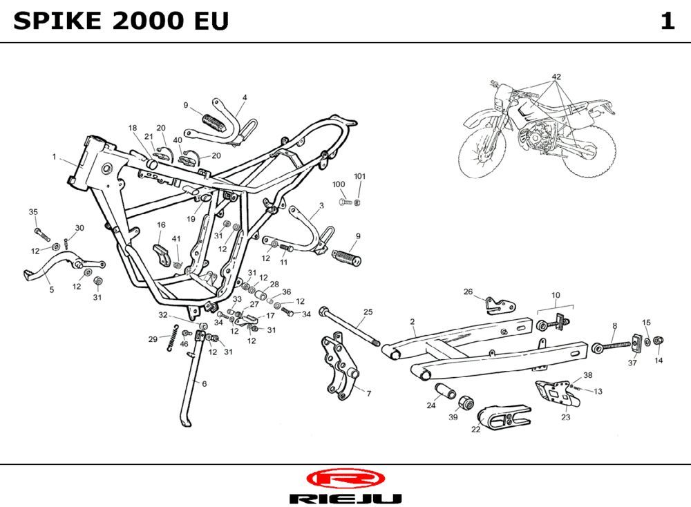Rahmen Rieju Spike blau 2004 2-Takt