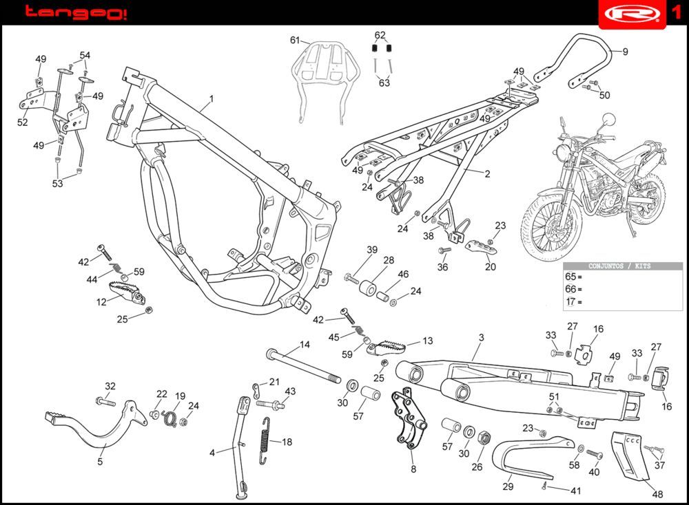 Rahmen Rieju Tango blue 2008 2-Takt