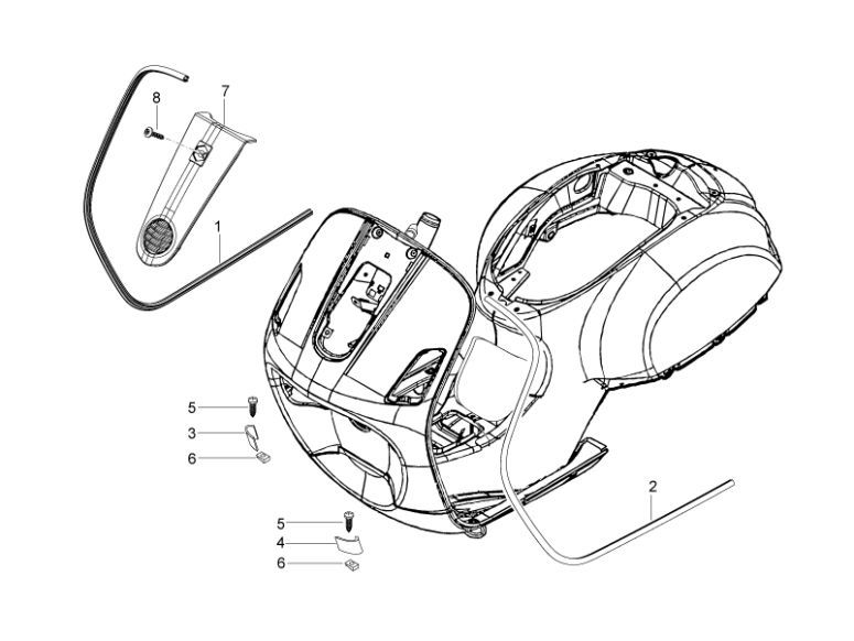 Rahmen Vespa Lx 25km 4-Takt-2-Ventil-Rahmen