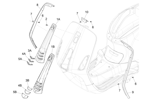 Rahmen Vespa Primavera 4-Takt 3-Ventil (Euro4-Einspritzung iget) weiß Fusion 544