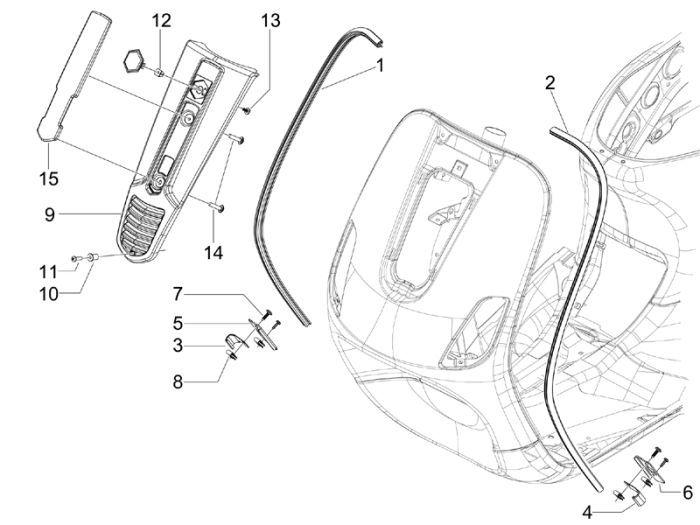 Rahmen Vespa S 25km 4-Takt 2-Ventil-weiße Monte 544