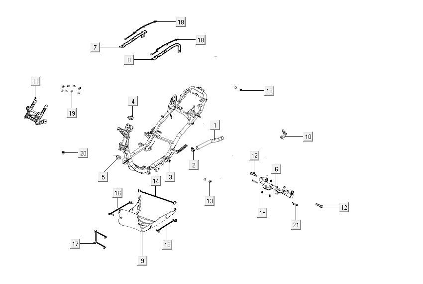Rahmenteile Kymco Carry 4-Takt-Einspritzung euro4 schwarz glänzend
