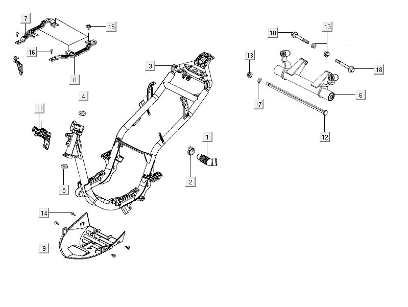 Rahmenteile Kymco City 16' 4-Takt dunkelgrau