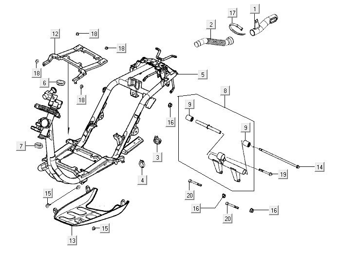 Rahmenteile Kymco Vitality 4t ac diamond-black