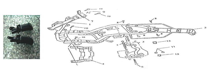 Rahmen Teile Turbo RG50 125cc