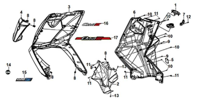 Front Cover - Inner Box Sym Orbit III 125i E5 Black/Black (BK-5560S/BK-007)