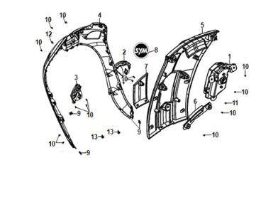 Frontabdeckung Sym E-Fiddle Mattschwarz (BK007U)