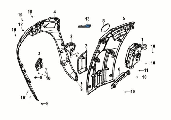Frontabdeckung Sym Fiddle IV 50 E5 Schwarz (BK-007U)