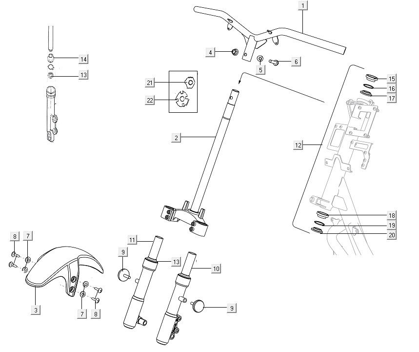 Vorderradgabel Niu M1 mattschwarz