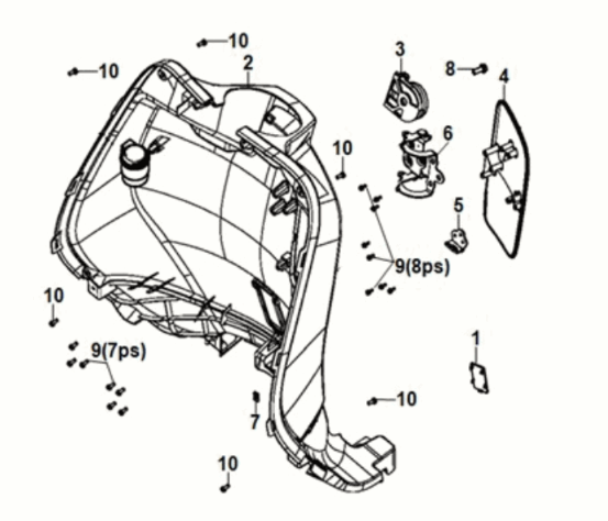 Front inner cover Sym Fiddle IV 125i AC CBS E5 2020-2021 PRIMAVERA BLUE (BU-2154U)
