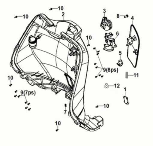 Front inner cover Sym Fiddle IV 125i LC ABS E5 2020-2021 GRAY (GY-7547UL)