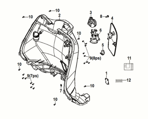 Vordere Innenabdeckung Sym Fiddle IV 50 E5 Blau (BU-2154U)