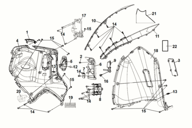 Vordere Innenabdeckung Sym Symphony ST 50 E5 Grau (GY-7547UL)