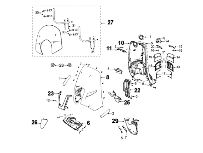 Front panels Peugeot Django 125 EFI E4 2018-2020 DEEP OCEAN BLUE (S5)