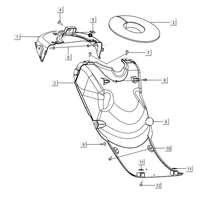 Innenhaube hinten Vorderrad Niu M1