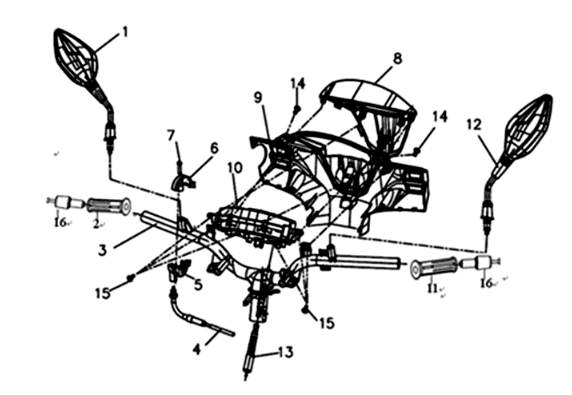 Gaszug/Thekendeckel Sym Symphony ST 200I Hellschwarz (BK-7C)
