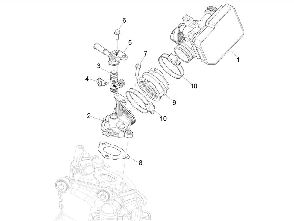 Drosselklappengehäuse Vespa GTS 300 HPE 4T 4V IE ABS E4 2019 (EMEA)