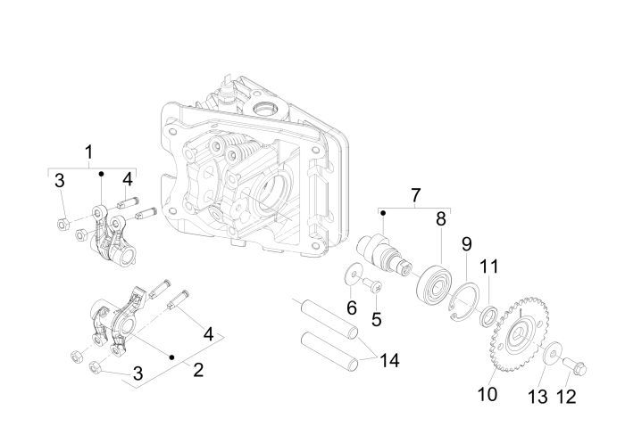 Nockenwelle Vespa Primavera 45km 4-Takt-4-Ventil-Motor