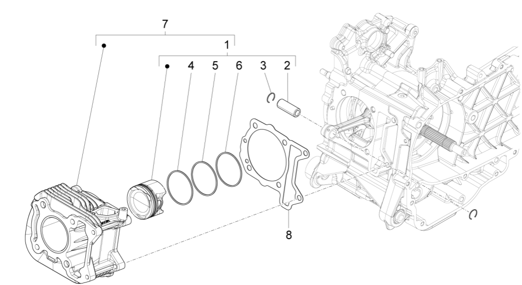 Zylinder - Kolben Vespa Sprint 125 3V ie ABS