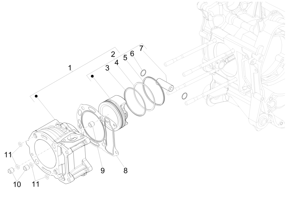 Piaggio Beverly 300 4T 4 V HPE ABS E5 2021-2022 (EMEA)-Groep cilinder-zuiger Piaggio Beverly 300 4T 4V HPE ABS E5