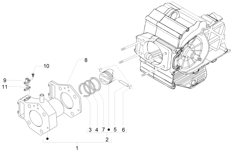 Gruppe Zylinder-Kolben-Kolbenbolzen Piaggio MP3 500 LT Business 2014-2016