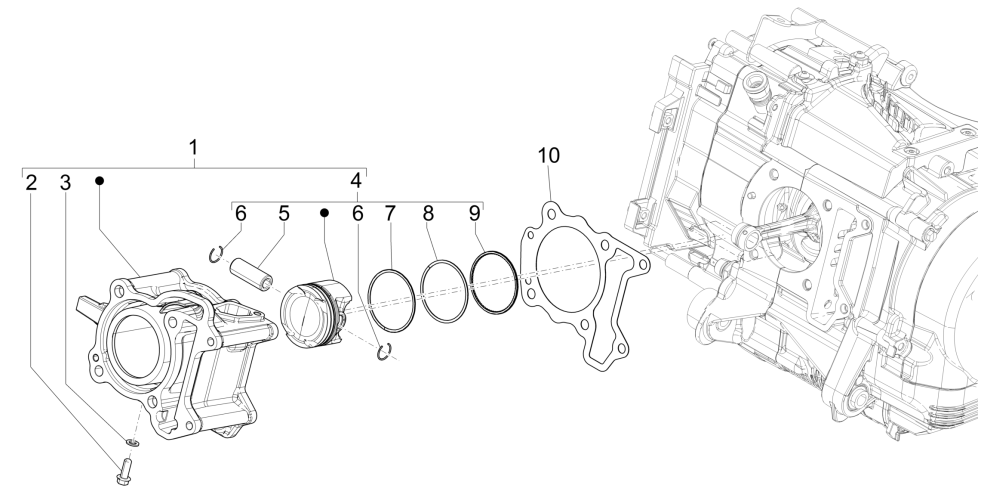 Zylinderkolbenbolzengruppe Vespa GTS 125 4T E5 ABS 2021 (EMEA)