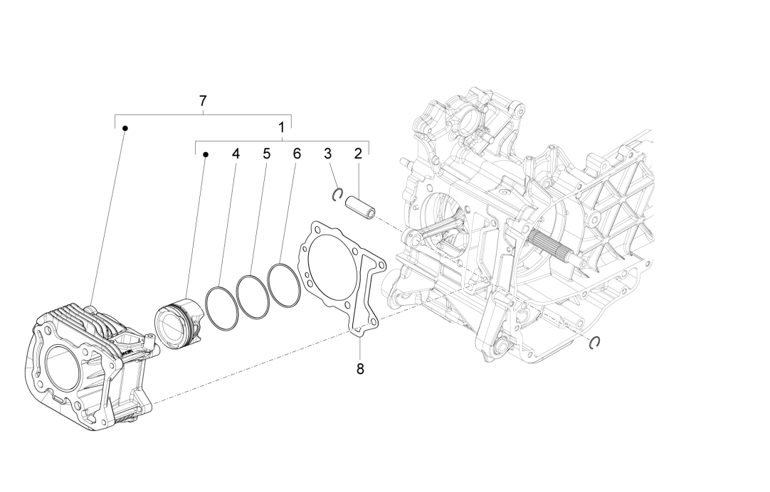 Gruppe von Zylinder-Kolben Piaggio Liberty 50 4-Takt (IGET Euro 4)