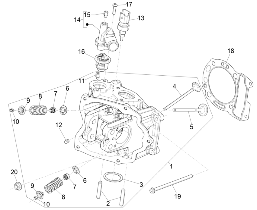 Gruppenkopf - Ventile - Piaggio Beverly 300 4T 4V HPE ABS E5 2021-2022 (EMEA)