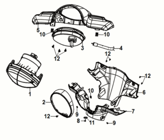 Handle cover - head light Sym Fiddle IV 125i AC CBS E5 2020-2021 PRIMAVERA BLUE (BU-2154U)