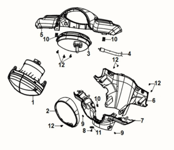 Handle cover - head light Sym Fiddle IV 125i LC ABS E5 2020-2021 GRAY (BK-259U)