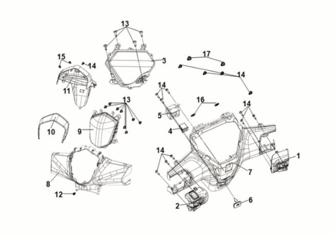 Handle cover - head light Sym Symphony ST 125i LC E5 GREY (GY-010U)