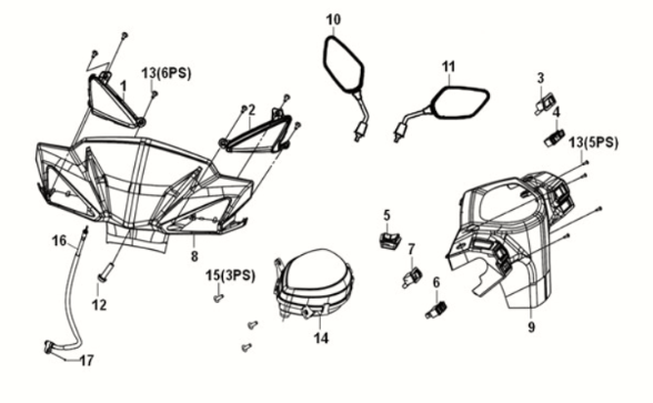 Griffabdeckung Sym E-XPRO 45KM/H 2020-2021 Weiß (WH-8018P)