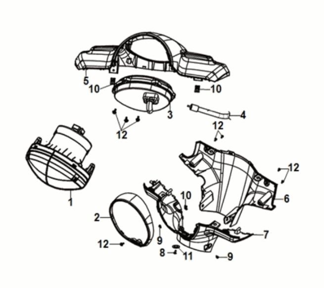 Handle cover Sym Fiddle IV 125i AC CBS E5 2020-2021 GRAY (BK-2593U)