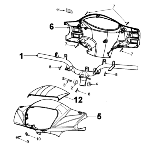 Handlebars Peugeot Tweet 125 EFI YO N SBC E4 2018-2020 ANTARTICA WHITE (K7)