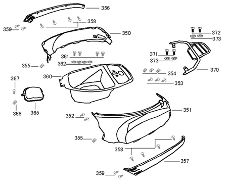 Helmfach - Motorverkleidungen - Gepäckträger hinten China VXS 50 / Riva 50 Sport 4T AC Mattanthrazit