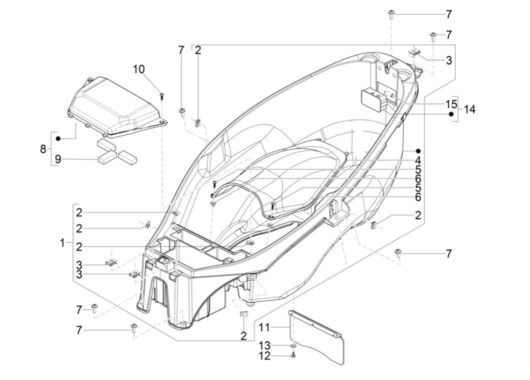 Piaggio MP3 300 HPE /300 HPE SPORT E5 ABS 2020-2022 Helmfach (EMEA)