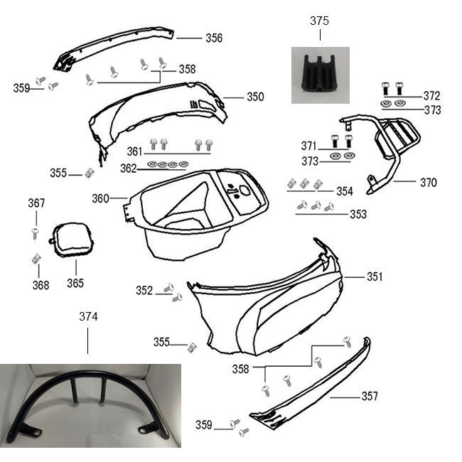 Helmbak - Motorschermen - Zijskirts - Achterdrager AGM VX50i