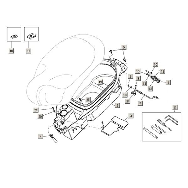 Helmkoffer Aprilia Mojito Custom 2t (Piaggio-Motor) 2004 - 2010