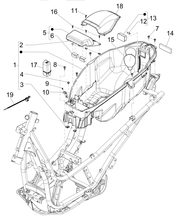 Piaggio Beverly 125 RST 4T 4V IE E3 2010-2015 Helmfach (EMEA)