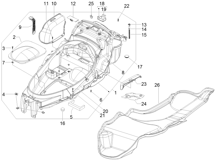 Helmfach Piaggio MP3 300 LT Sport 2009-2014